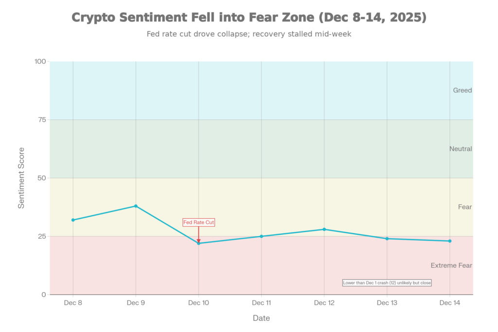 Crypto Sentiment Collapse December 8-14, 2025 (Fear & Greed Index)
