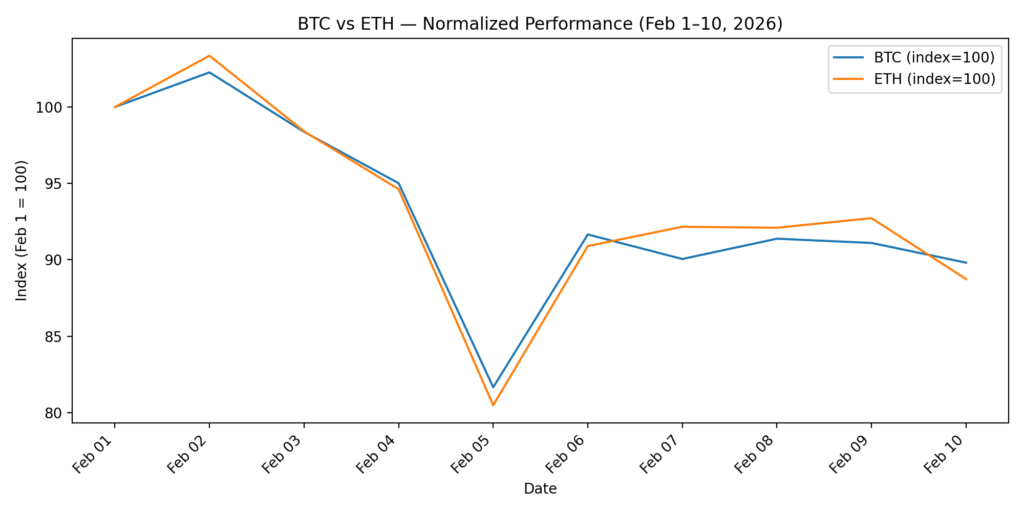Normalized BTC vs ETH